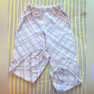 Lazy Pants White and Light Blue Plaid Fleece Sweater pants
